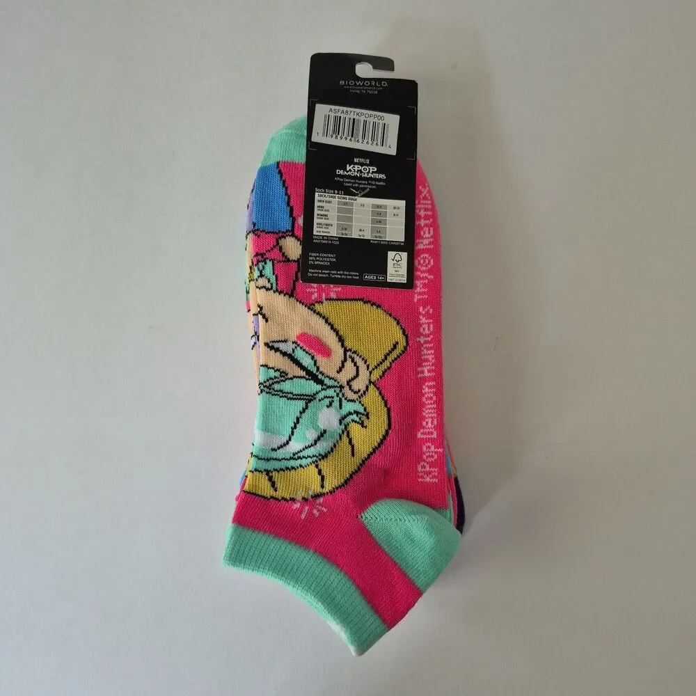 Netflix K-Pop Demon Hunters 5 PRS of Character Low Cut Crew Socks Fits Shoe 5-10